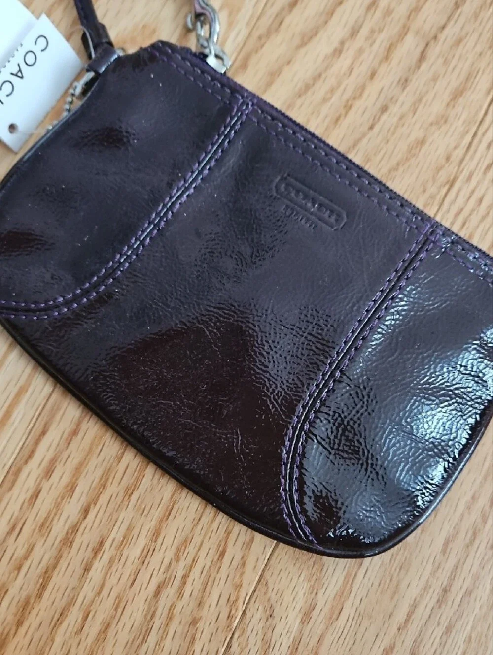 Coach Plum Patent Leather Wristlet Clutch